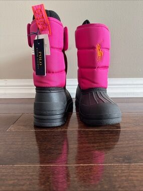 Polo by Ralph Lauren Bright Pink & Black Kids Winter Mittens Boots